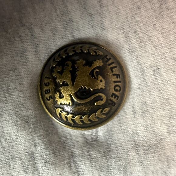 Tommy Hilfiger Gray Crest Button Front Jacket Pullover Logo Coat - Picture 4 of 6